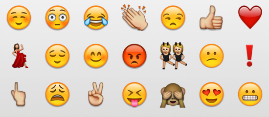 A grouping of various, different Emojis