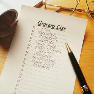 Written grocery list