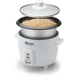 A rice cooker with inner pan and lid